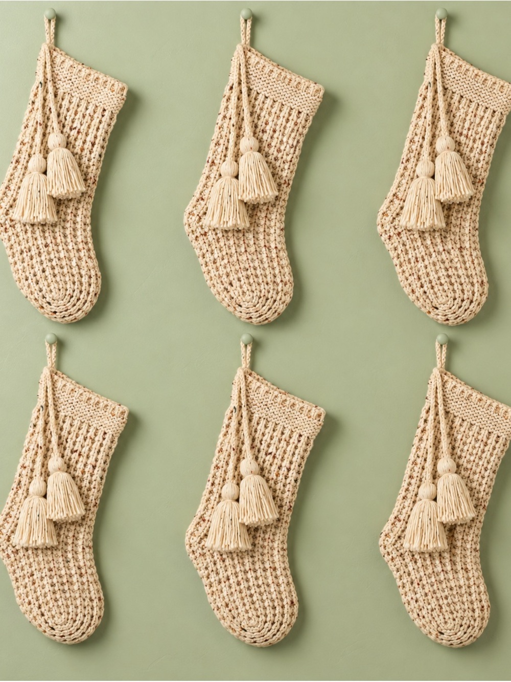 6 PkConfetti Fleck Waffle-Knit Christmas Stocking Oatmeal Hearth & Hand Magnolia